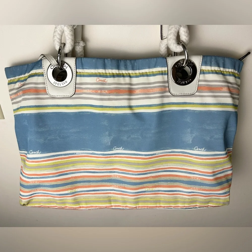 COACH Nautical East West Striped Beach‎ Summer Theme Purse F16624 Limited Ed